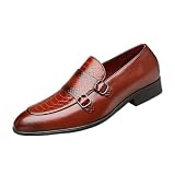 Générique Chaussures Homme Double Boucle Monk Strap en Cuir PU Glisser sur Élégantes Chaussures Habillées pour Travail, Business Et Mariage,Marron,42 EU
