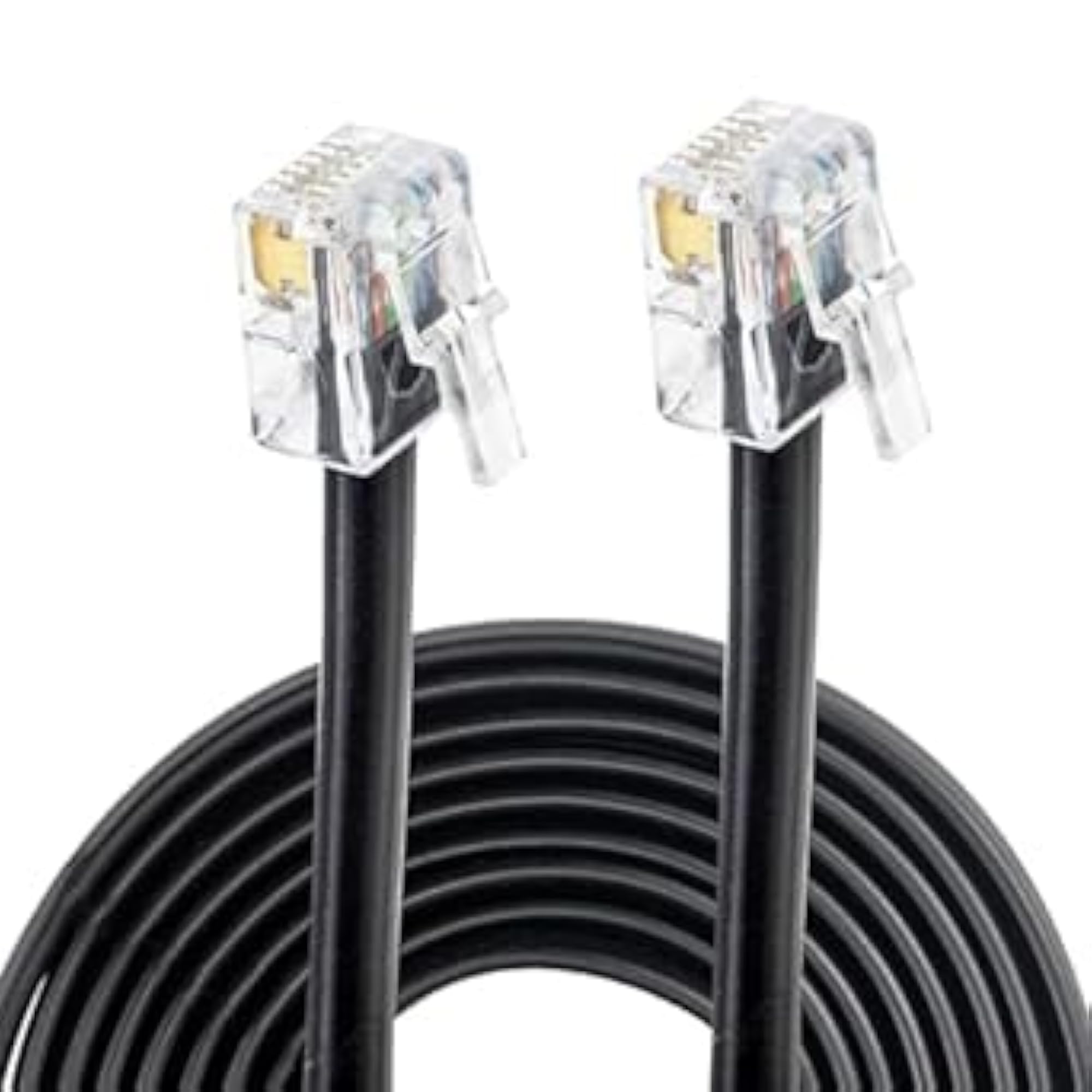 90 Meter 2 Core Telephone Line Cord Wire Roll with RJ11 Modular Plug