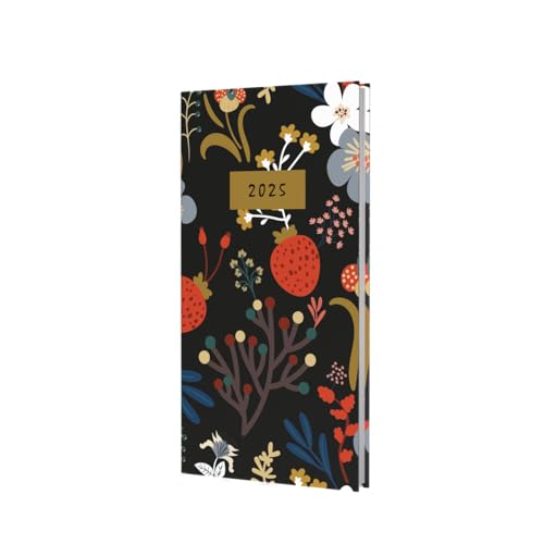 Collins Enchanted 2025 Planner - Pocket Week To View Diary - Black - (ENSP3.99-25) - Hardback Pocket Weekly Diary with Floral Design