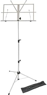 Lawrence LMS02-SL Metal Folding and Adjustable Sheet Music Stand with Carry, Silver