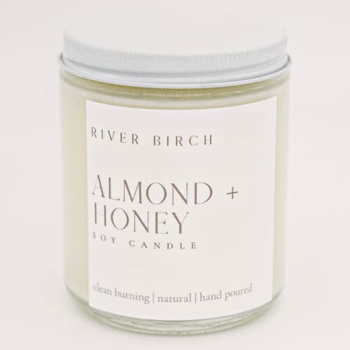 River Birch Candles Almond + Honey Scented Candle | Premium, All-Natural, Non-Toxic, Soy Candles | 8.5Oz 40 Hr Burn Time | Cozy Relaxing Gifts For Home #TOP16