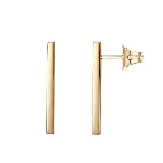 PAVOI 14K Yellow Gold Plated Sterling Silver Post Dainty Mini Bar Stud Earrings | Gold Earrings for Women | Yellow