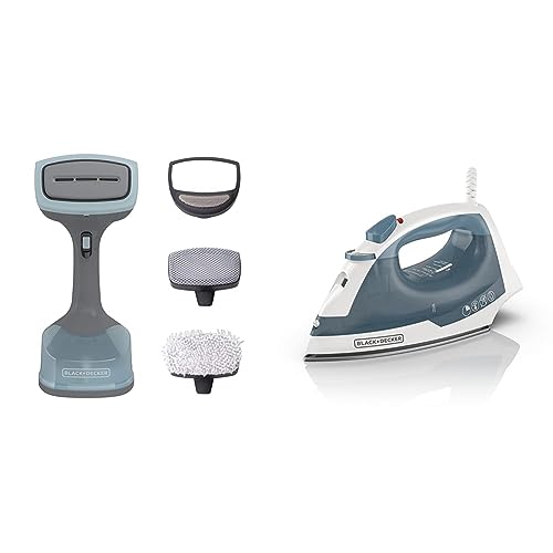 BLACK+DECKER Advanced Handheld Steamer, Gray/Blue + BLACK+DECKER IR40V Textile Iron