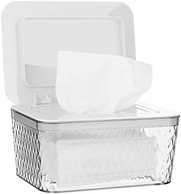 Jitnetiy Wipes Holders, Large Capacity Wipes Dispenser Box Wipes Case Dustproof Wipes Box with Lid Keep Diaper Wipes Fresh (White)