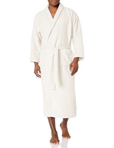 Superior 100% Cotton Waffle Robe with Terrycloth Lining and Shawl Collar, Oversized Unisex