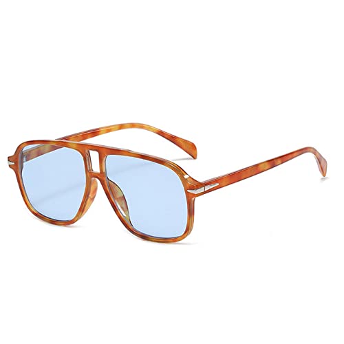 Retro Double Bridges Men Pilot Sunglasses Fashion Rivets Decoration Shades UV400 Women Trending Leopard Sun Glasses