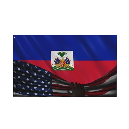 America And Haitian —151 Bandiera Esterna Moda Bandiera Da Cortile Durevole Bandiere Da Giardino 90X150Cm Per Interni Prato Sport