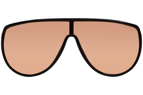 Tom Ford FT1182 05E Sunglasses Shiny Black/Photochromic Orange Shield 138mm2