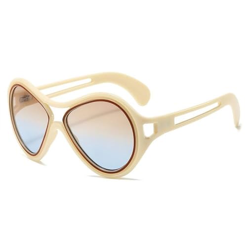 Lunettes de soleil rondes de créateur monture géométrique chic pour femme