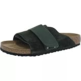Birkenstock Kyoto Slide Sandals - Premium Leather/Manmade Upper with Contoured Cork Footbed - Mountain View Green - 1021248