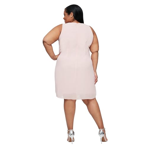 Image of S.L. Fashions Women's Plus Size Chiffon Tier Jacket Dress with Beading Detail