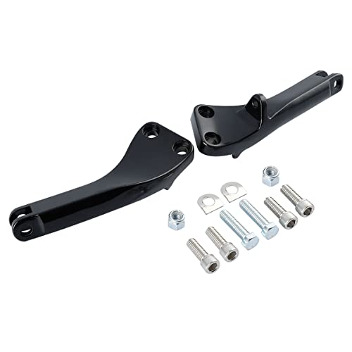 Black Passenger Foot Peg Support Kit Compatible with Harley Dyna Super Glide Street Bob 2006-2017