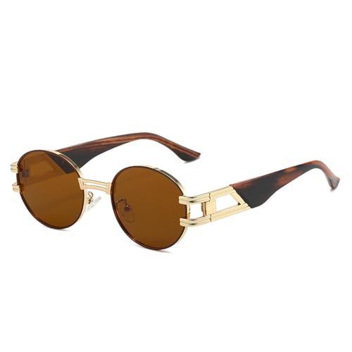 Lunettes de soleil Steampunk de luxe : monture ronde en métal chic pour femme