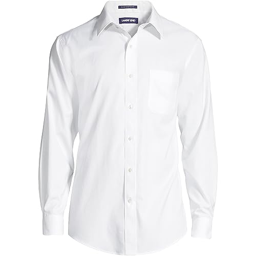 Lands' End Men's Solid No Iron American-Grown Supima Pinpoint Straight Collar Dress Shirt2