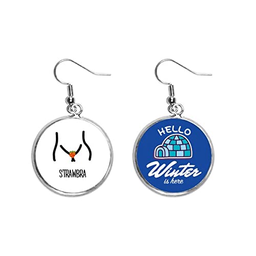 Pendientes de gota dibujo de fresa divertido joyería colgante de invierno rojo