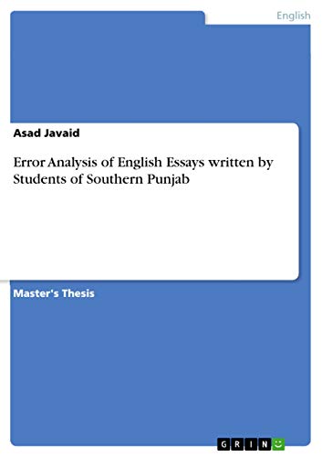 Error Analysis of English Essays written by Students of Southern Punjab