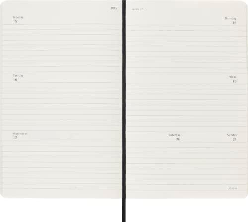 Moleskine 12 Monate Wochenkalender 2023, Large/A5, 1 Wo = 2 Seiten, horizontal, Kt, Schwarz