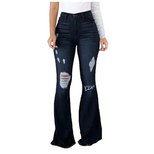 Jean femme déchiré ample à jambes larges et pantalon de sport léger