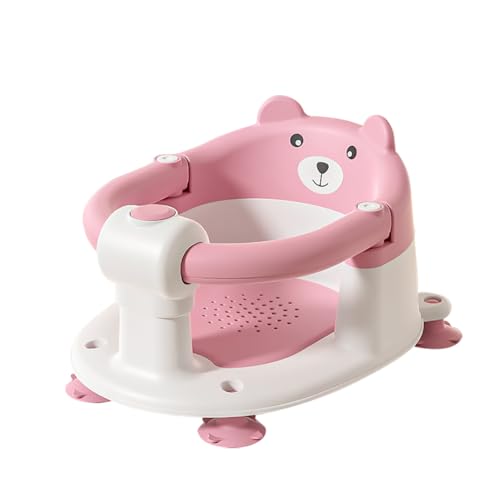 UBRAVOO Baby Bath Seat for Babies 6 Months Plus.Cute Bear Non-Slip Baby Bath Chair for Babies Sitting Up,Safe Infant & Newborn Bathtub Chair with 4 Suction Cups (Pink)