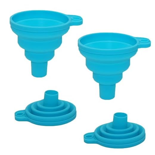 Funnels for Filling Bottles Set of 2, Food Grade Silicone Funnels for Kitchen Use. Small Collapsible Kitchen Funnel. Foldable Mini Funnels for Water Bottle Filling Liquid Powder Transfer (Blue)