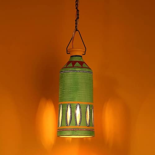 Image of AAKRITI ART CREATIONS Lemon Tower Handcrafted Hand-Painted Terracotta Pendant Lamp for Living Room Ceiling | Hanging Lights for Bedroom and Dining Table | Modern Hanging Lights | Pendant Lamp Decor