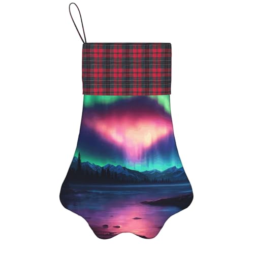 Bkdogkt Calcetines de Navidad con estampado de auroras boreales oscuras para mascotas, accesorio de vacaciones, decoración de Navidad, regalo