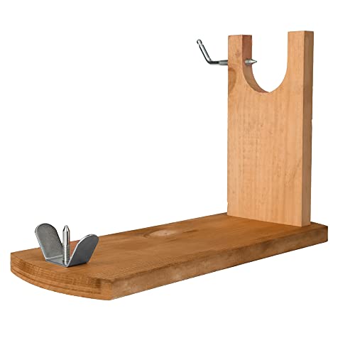 Jamonero - soporte de banqueta hecho en madera, robusto y estable, ideal para cortar jamón con precisión y seguridad.