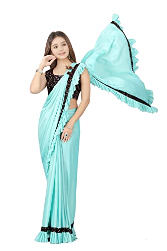 Dhyey fashion Girl's Lycra Silk Blend Ready To Wear Ethnic Ruffle...