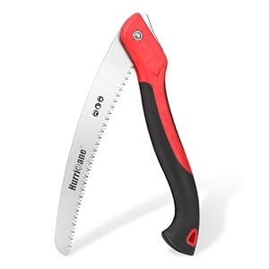 HURRICANE Pruning Saw, Folding Hand Saw, 10 Inch Camping Saw with SK5 Curved Blade, Triple-cut Razor Teeth, Heavy Duty Outdoor Portable Hand Saw for Wood Cutting, Tree Trimming, Gardening Work, Hiking