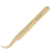 SEEDEW Tweezer Eyelash Extensions 1 PCS Stainless Steel Curved Pointy Tweezer Isolation Professio...