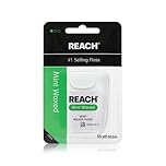REACH Waxed Dental Floss, Mint, Plaque Remover, Shred Resistant, Extra Wide Cleaning, Gentle on Gums & Teeth, PFAS-Free, Oral Care, for Adults & Kids, 55yd, 1 Pack