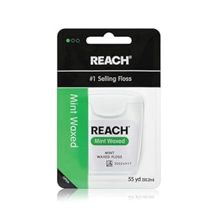 REACH Waxed Dental Floss, Mint, Plaque Remover, Shred Resistant, Extra Wide Cleaning, Gentle on Gums & Teeth, PFAS-Free, Oral Care, for Adults & Kids, 55yd, 1 Pack