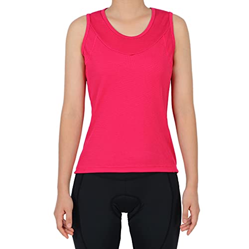 Racerback Cycling Jersey Women Indoor-Outdoor Bike Sleeveless Recreation Tank Tops Spin With Pockets（Red,L） #TOP6