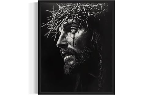 Jesus Suffering Unframed Wall Art Print Poster, Religious Christain God Painting Church Spiritual Christ Baptist Bible Home Decor 126 (Jesus Suffering, 20"L x 16"W, Unframed)