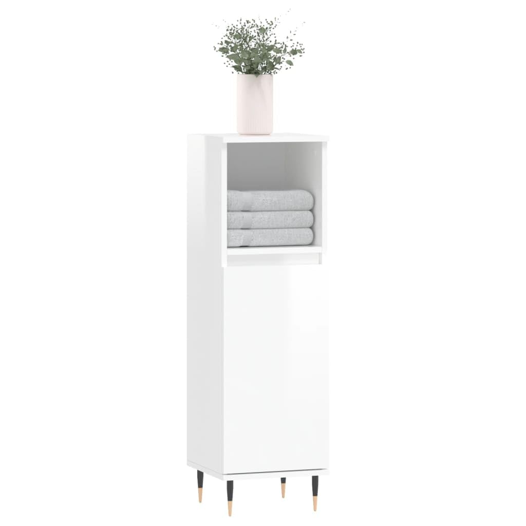 Mobile da bagno Select-Mobile da bagno in legno laccato bianco 30 x 30 x 100 cm