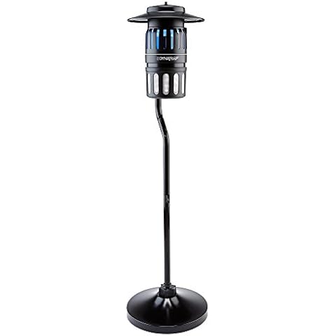 Dynatrap Smokeless Durable All Weather Whisper Quiet 1/2 Acre Coverage Flying Insect Trap with Pole Stand and Water Tray, Black Cover