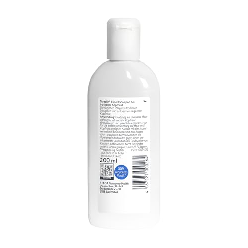 Terzolin Expert Schuppen-Shampoo bei trockener Kopfhaut, Juckreiz und Schuppen, Kosmetikum mit innovativer Pflegeformel, auch bei zu Ekzemen neigender Kopfhaut geeignet – 1 x 200ml