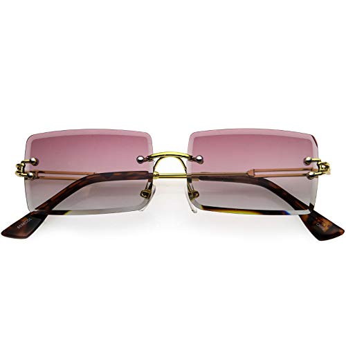 zeroUV Super Retro Flat Top Metal Accent Chain Link Temple Square Sunglasses - Main Image