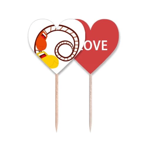 Love heart lable roller coaster cure-dents drapeau aux finitions soignées pour gâteaux