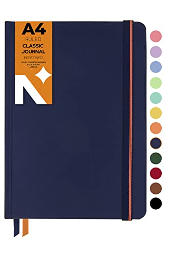 NEORAH - Ruled, A4 Notebook - Blue Journal - 160 Pages- 110 GSM- ...