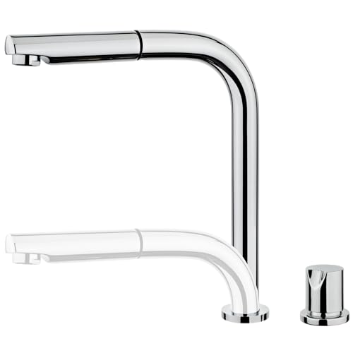 Essebagno Magic mitigeur évier chromé escamotable extractible 2 trous 'spécial fenêtre'