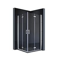 SONNI Eckeinstieg Duschkabine 100x100 cm Dusche Falttür 180º Duschwand Duschabtrennung NANO Glas