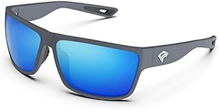 TOREGE Polarized Sports Sunglasses for Men and Women Cycling Running Golf Fishing Sunglasses TR26 (Matte Grey Frame & Ice Blue Lens)