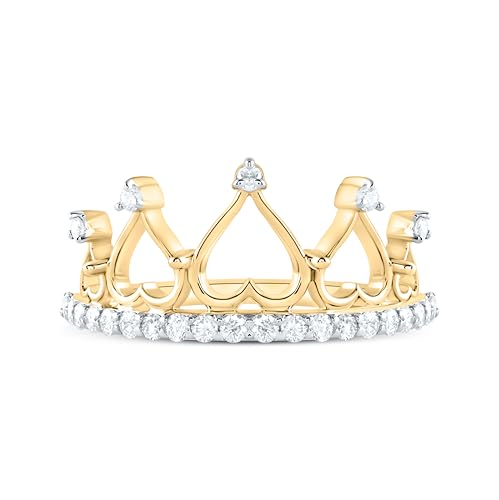 Jewels By Lux 14Kt Yellow or White Gold 1/3 Ctw Natural Diamond Fashion Crown Ring, Womens Size: 5-92