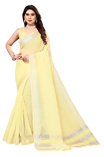 Image of Sidhidata Women's Kota Doria Cotton Manipuri Saree With Unstitched Blouse Piece (Rasbharii Free Size)