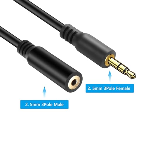 CERRXIAN cable extensión audio 2.5mm TRS 2 piezas miniatura 2