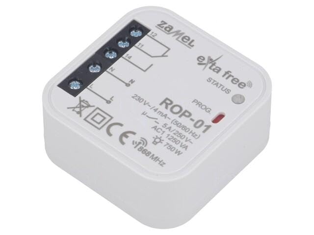 ROP-01 Ricevitore EXTA FREE IP20 230VAC NC + NO canalizzato 290mW ZAMEL