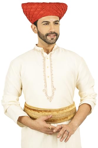 Image of Traditional Handstitch Ready to Wear Maharashtra Mavla Pagdi Topi Cap Turban for Party and Traditional Function