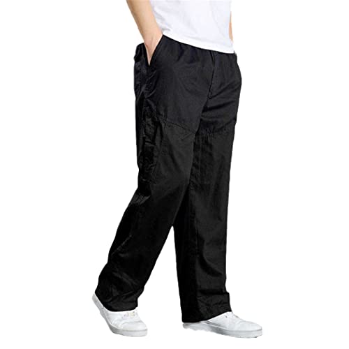Pantalon cargo pour homme en coton ample noir taille 34-37 avec multipoches
