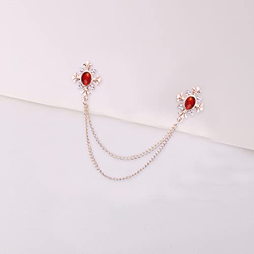 Image of Anmpab Cross Crystal Tassel Chain Brooch Gold Silver Tassel Collar Pins Broochs Rhinestone Lapel Pin for Men Women Suit Accessories